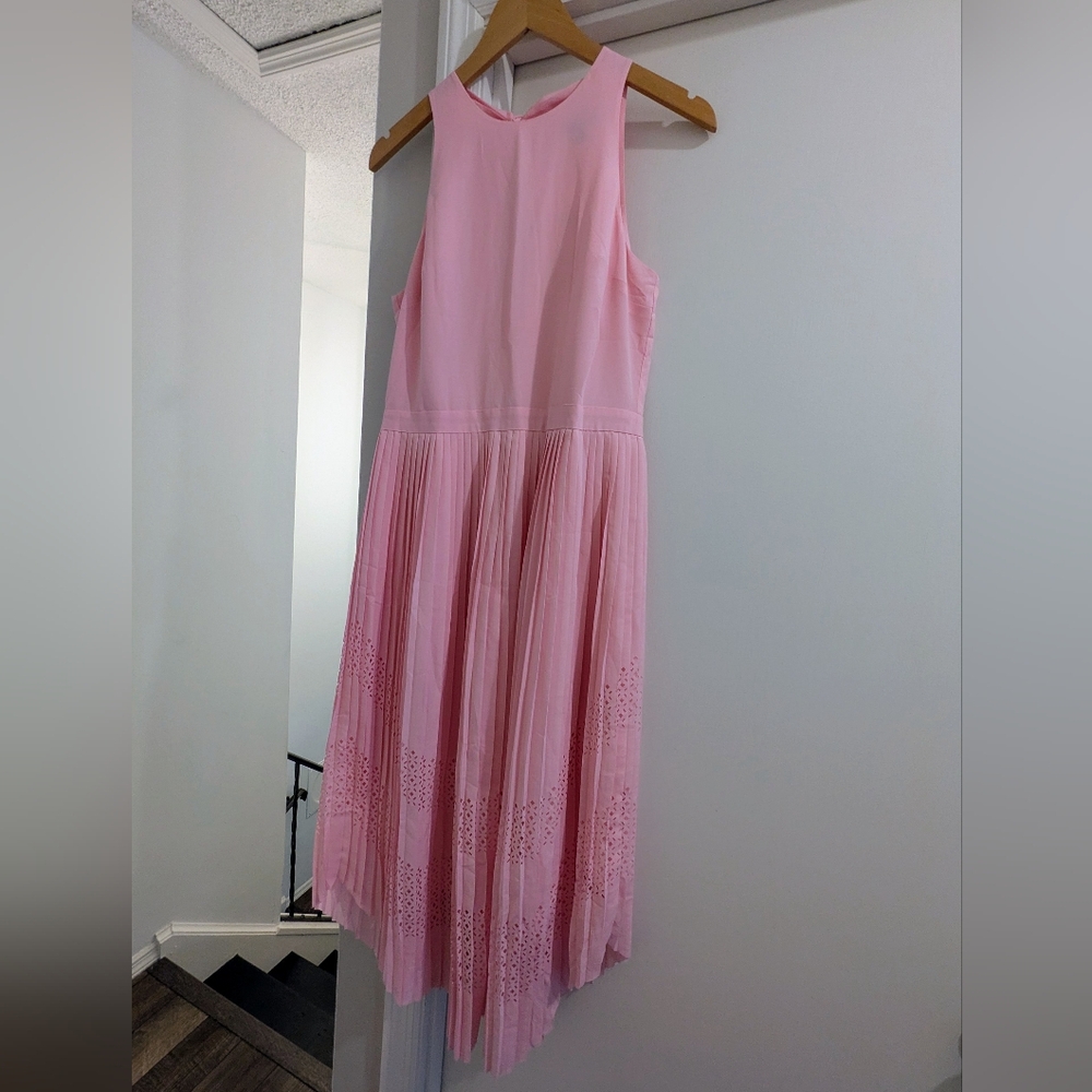 Banana Republic Pleated Laser Cut Pink Dress Sleeveless - 6 - NWT
